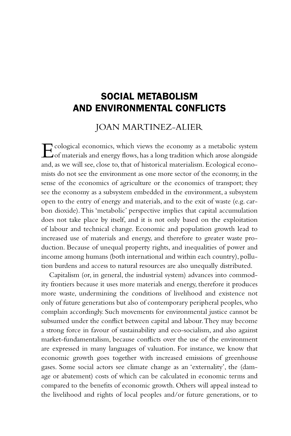 Social Metabolism and Environmental Conflicts