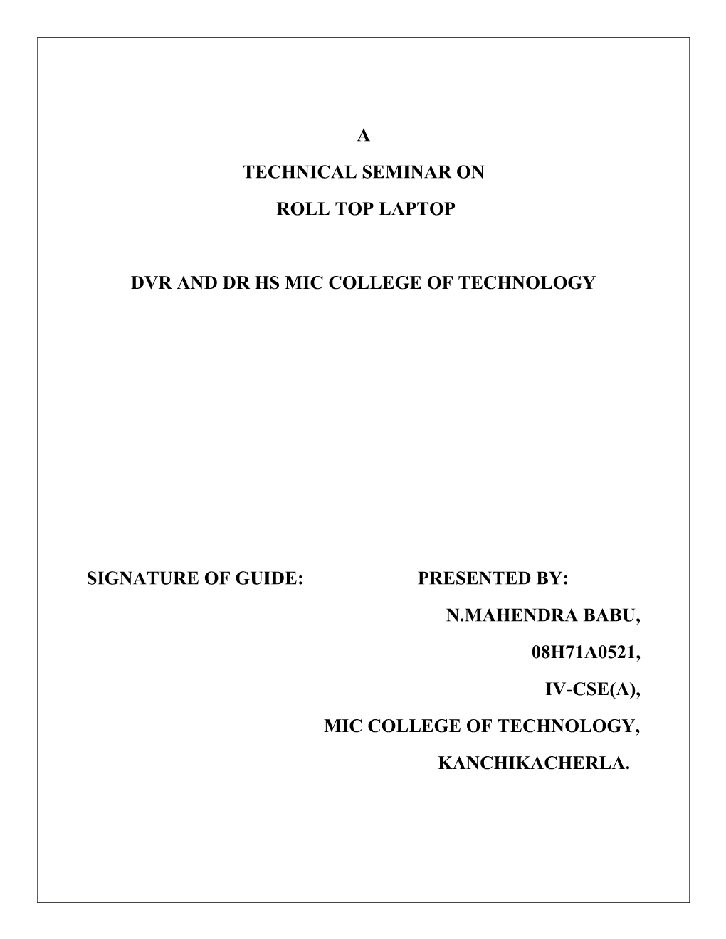 Dvr and Dr Hs Mic College of Technology