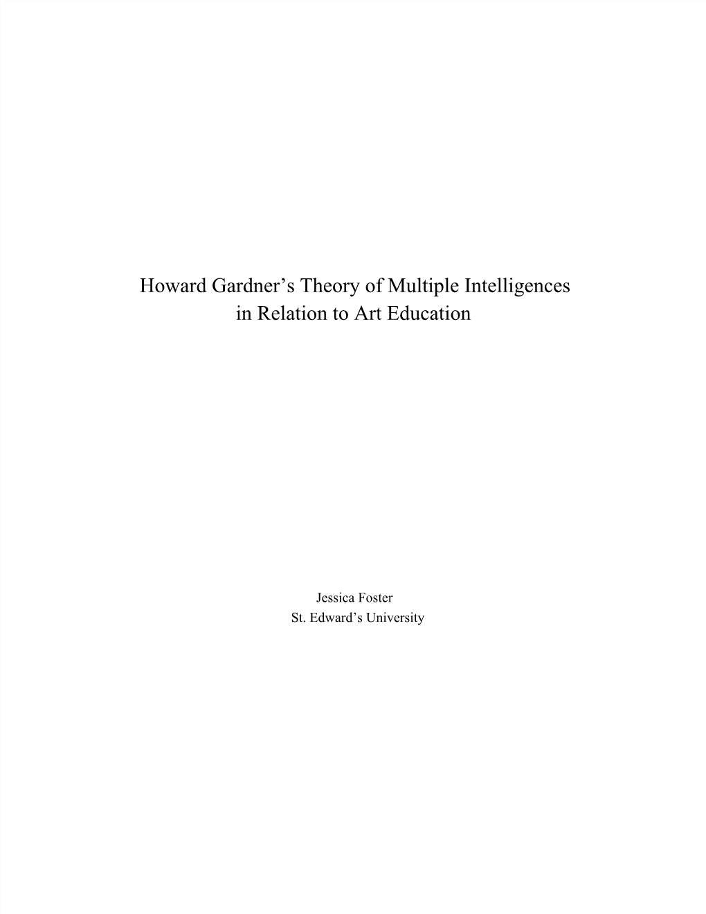 Howard Gardner's Theory of Multiple Intelligences in Relation to Art