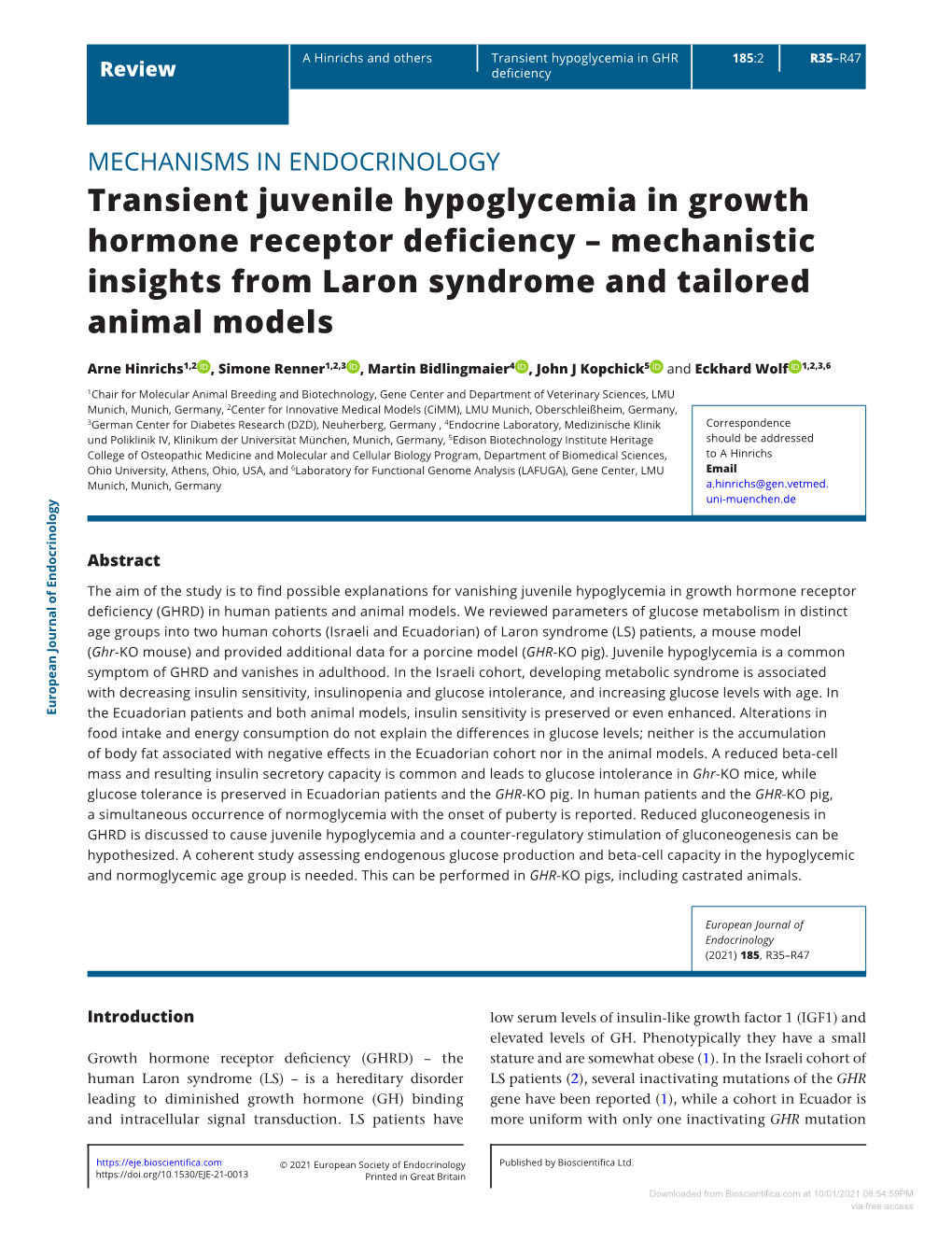 Transient Juvenile Hypoglycemia in Growth Hormone Receptor Deficiency – Mechanistic Insights from Laron Syndrome and Tailored Animal Models
