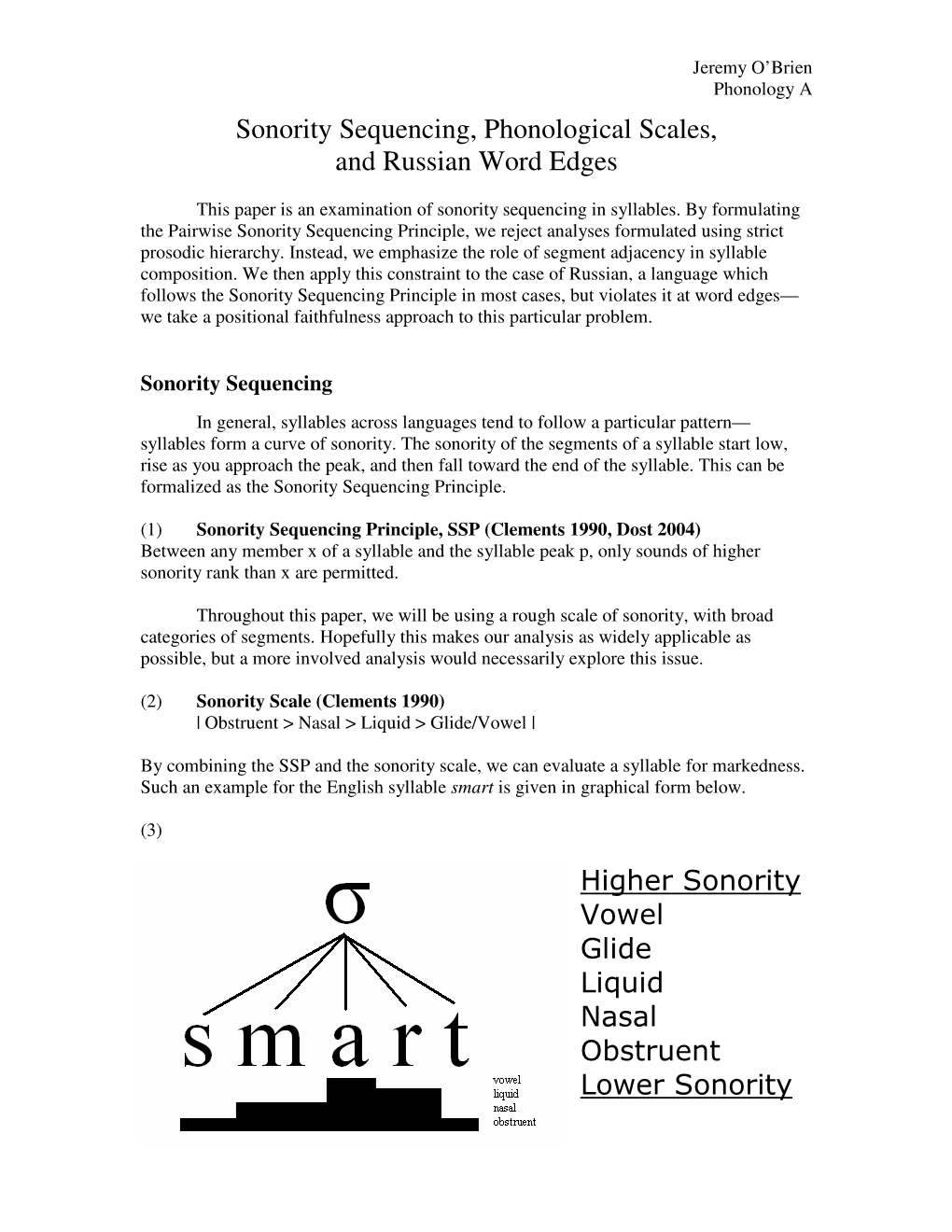 Sonority Sequencing, Phonological Scales, and Russian Word Edges