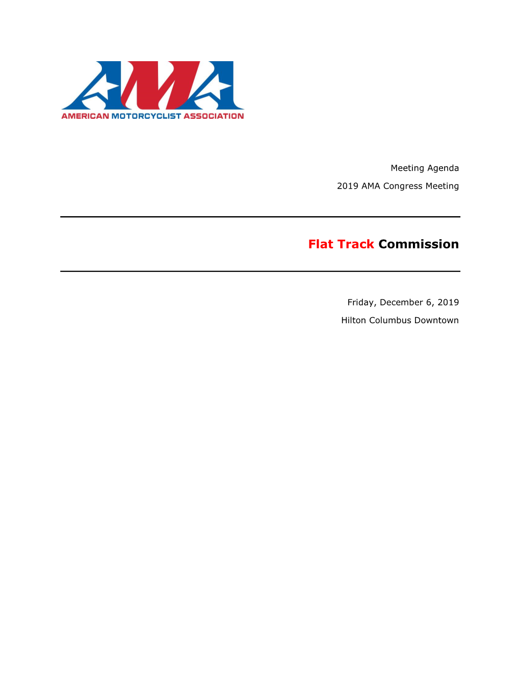 Flat Track Commission 2019 Agenda