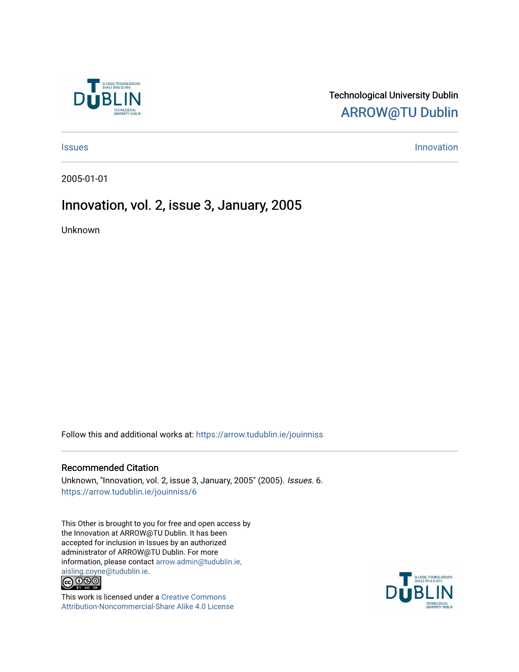 Innovation, Vol. 2, Issue 3, January, 2005