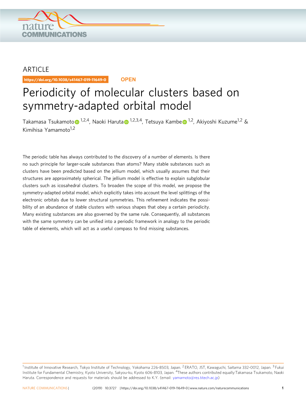 Periodicity of Molecular Clusters Based on Symmetry-Adapted Orbital Model