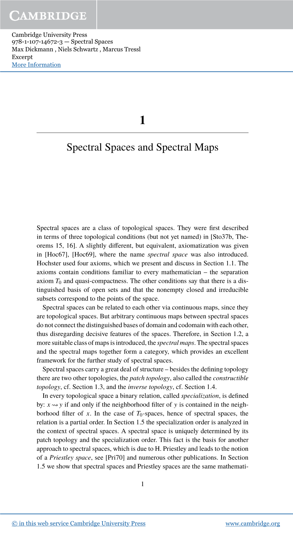 Spectral Spaces and Spectral Maps