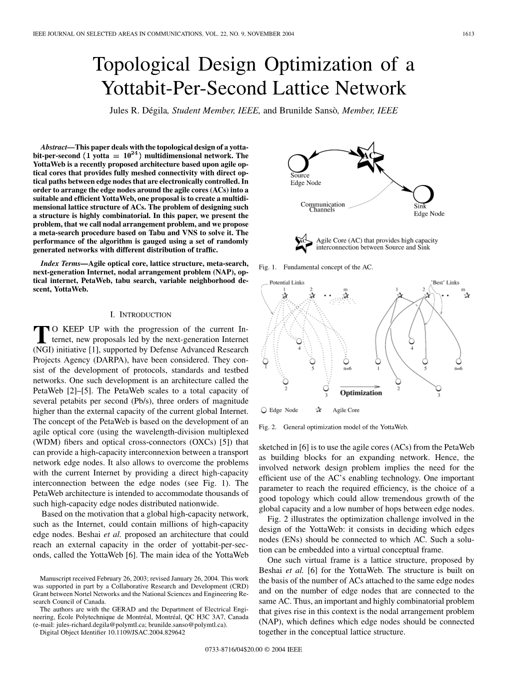 Topological Design Optimization of a Yottabit-Per-Second Lattice Network Jules R