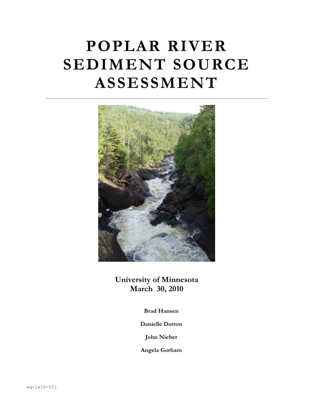 Poplar River Sediment Source Assessment