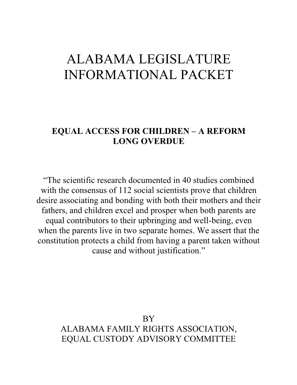 Alabama Legislature Informational Packet