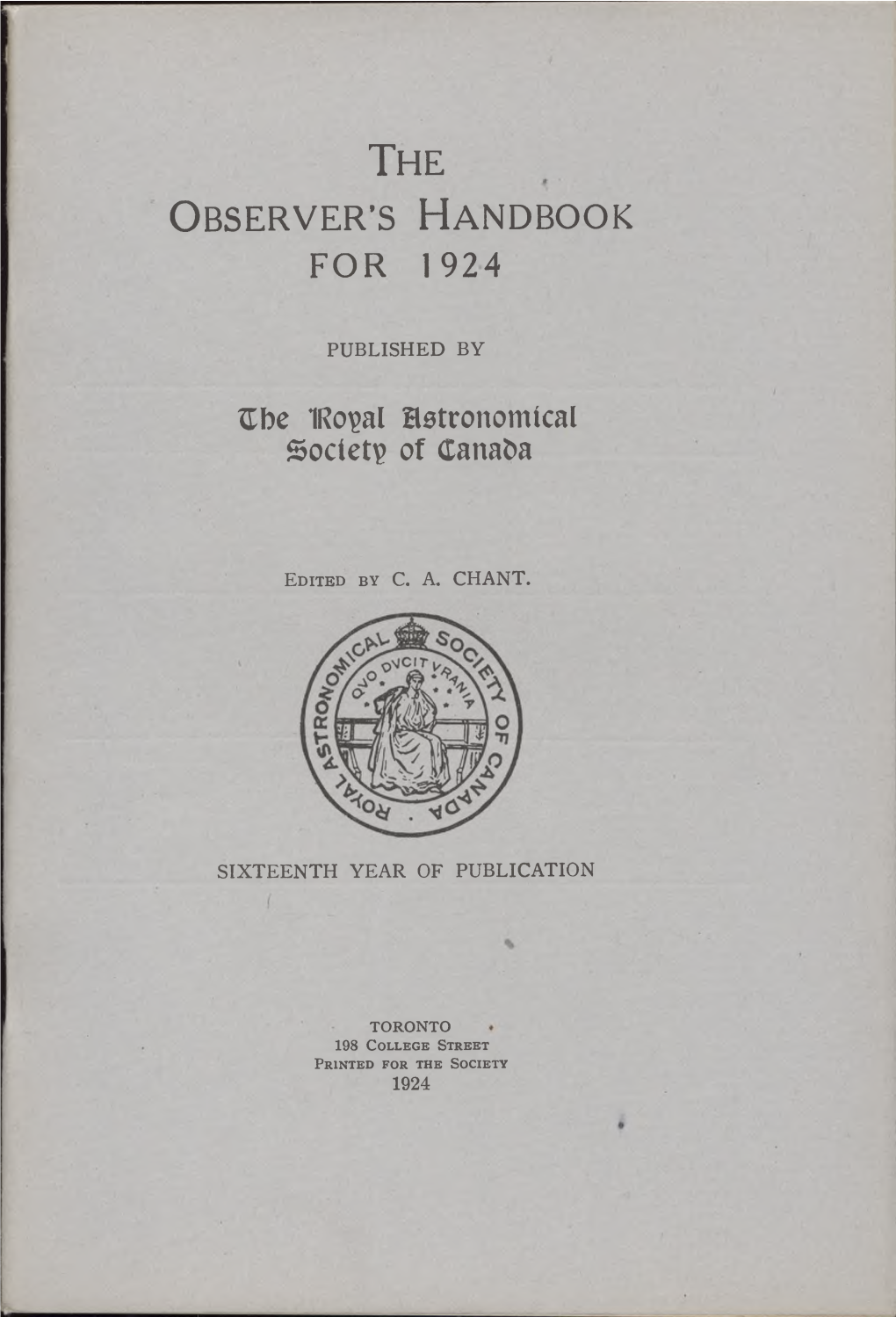 The Observer's Handbook for 1924