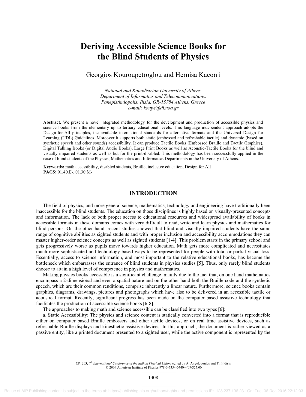 Deriving Accessible Science Books for the Blind Students of Physics