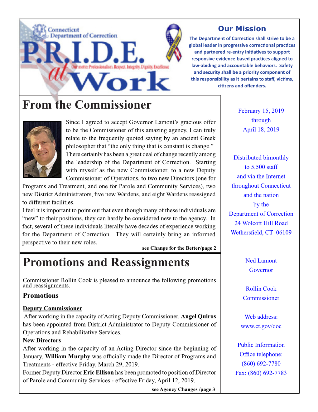 Promotions and Reassignments from the Commissioner
