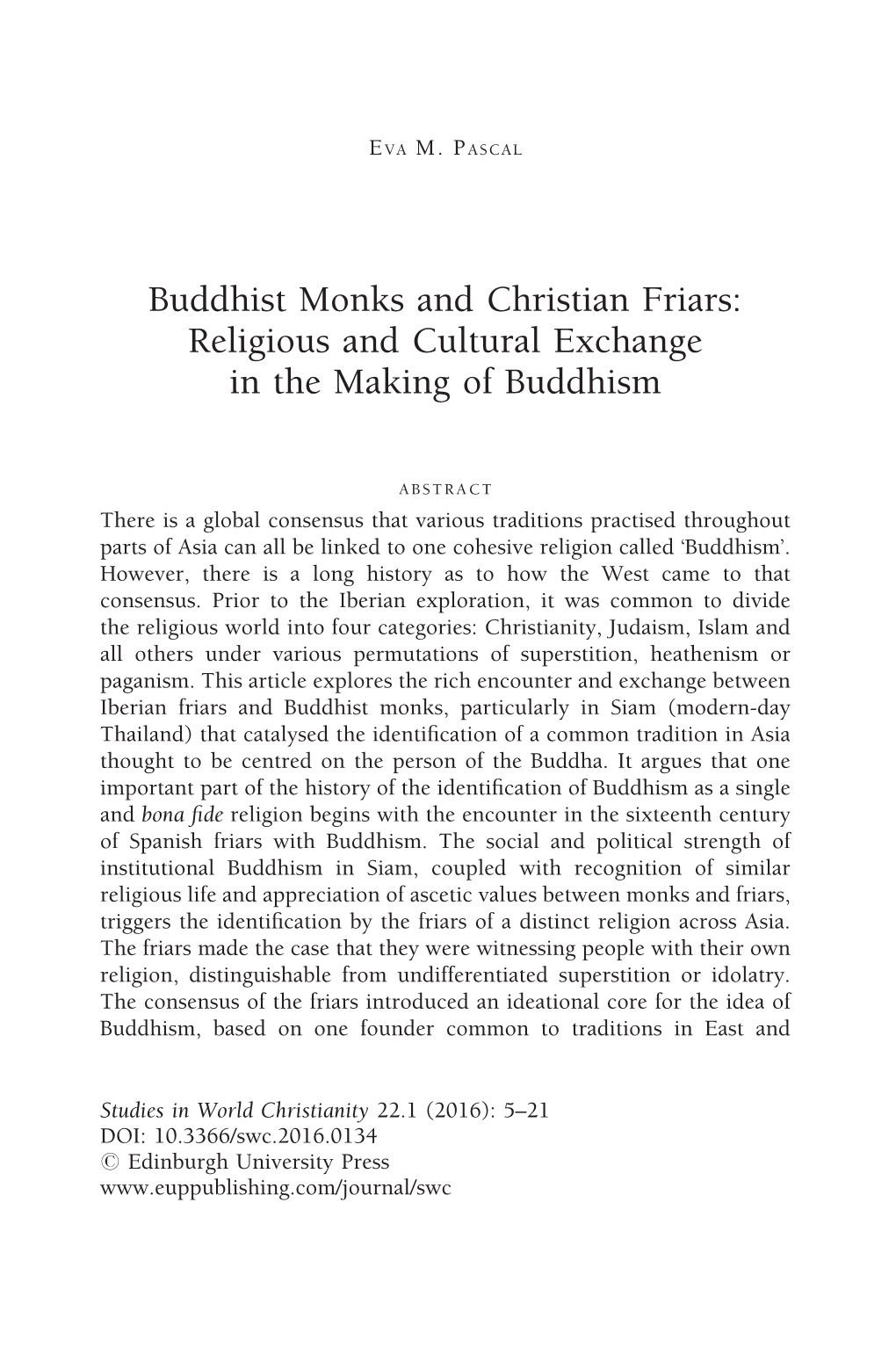 Buddhist Monks and Christian Friars: Religious and Cultural Exchange in the Making of Buddhism