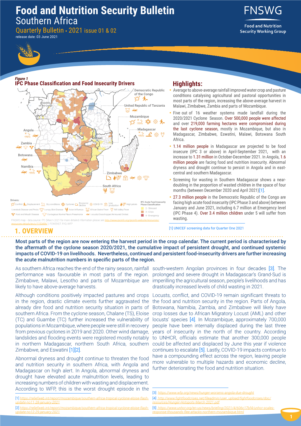 Food and Nutrition Security Bulletin Southern Africa Quarterly Bulletin • 2021 Issue 01 & 02 Release Date: 03 June 2021