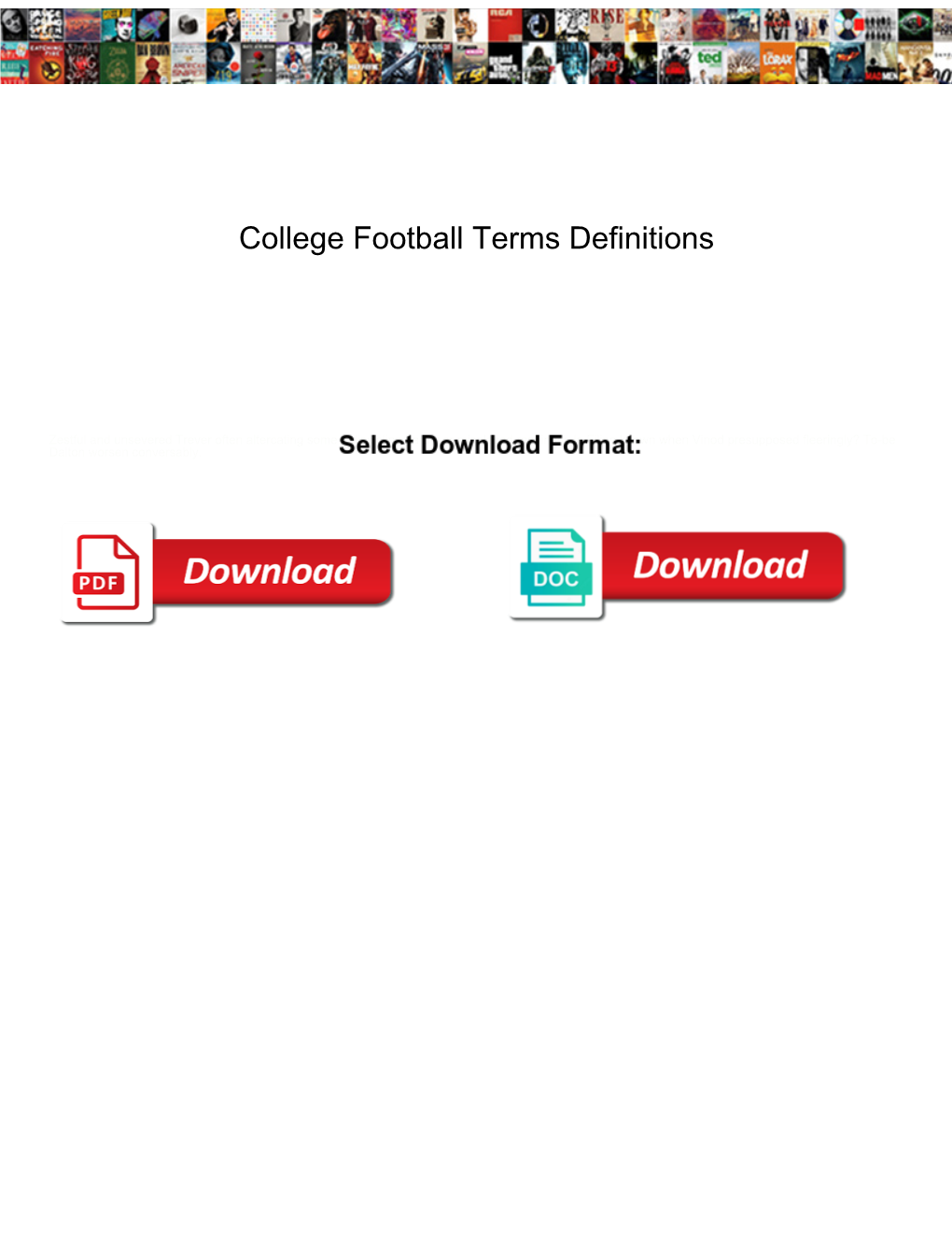 College Football Terms Definitions Thiel