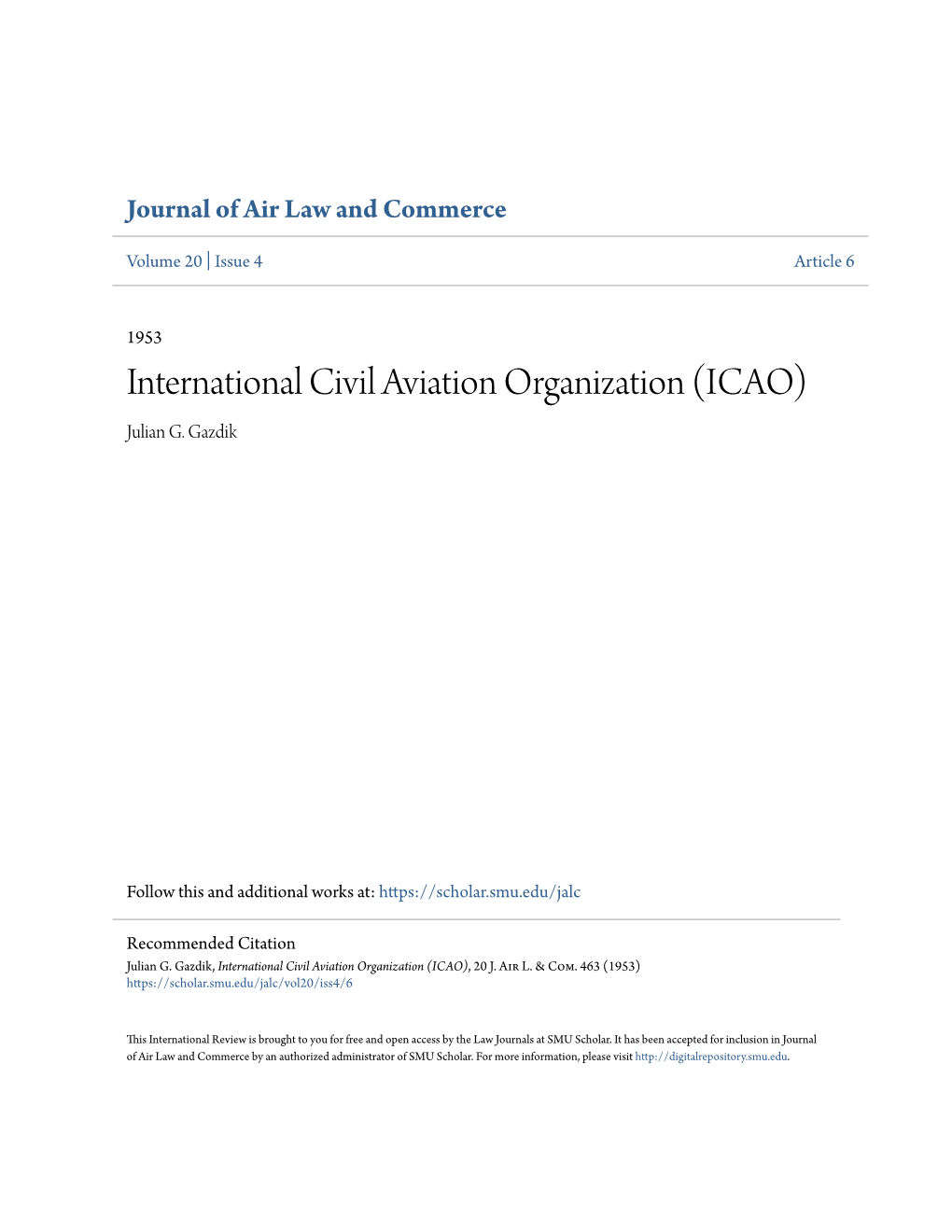 International Civil Aviation Organization (ICAO) Julian G