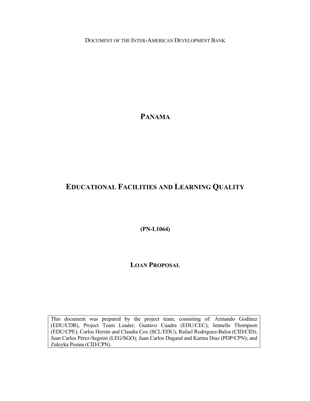 Panama Educational Facilities and Learning Quality (Pn-L1064)