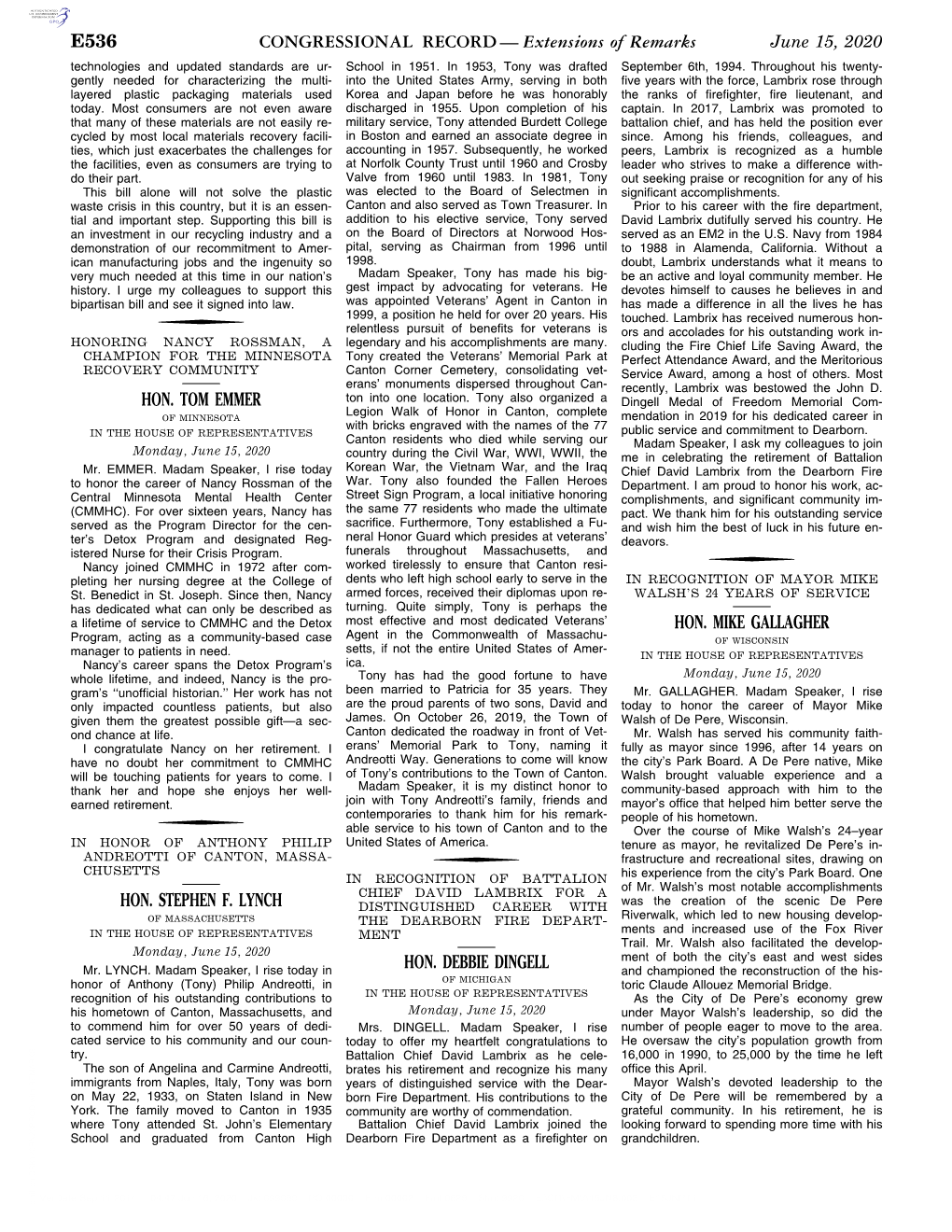 CONGRESSIONAL RECORD— Extensions of Remarks E536 HON