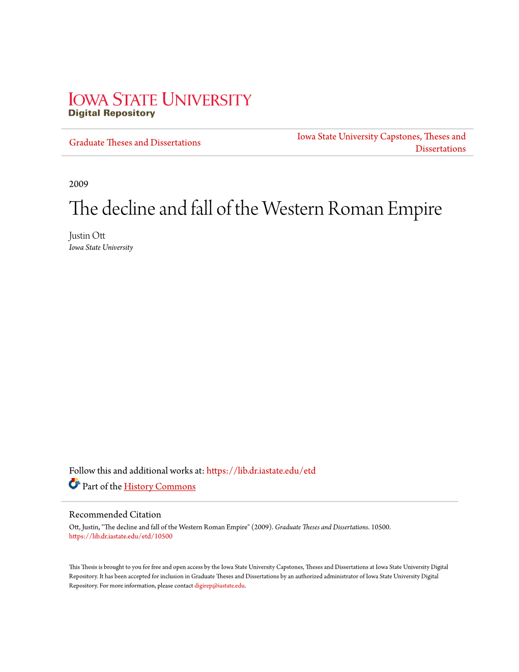 The Decline and Fall of the Western Roman Empire