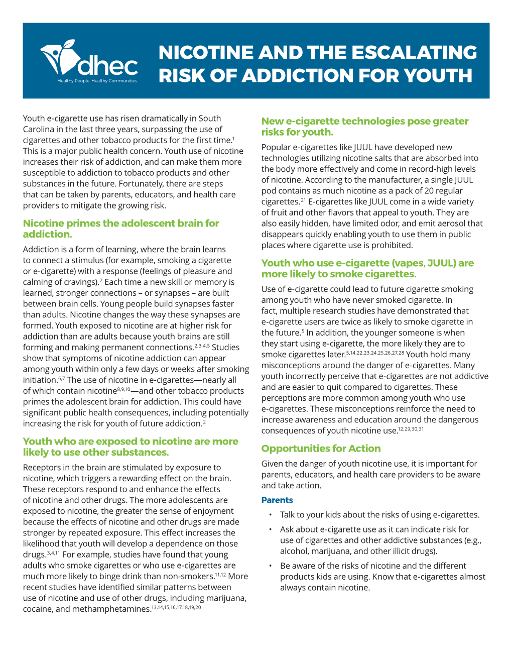 Nicotine and the Escalating Risk of Addiction for Youth