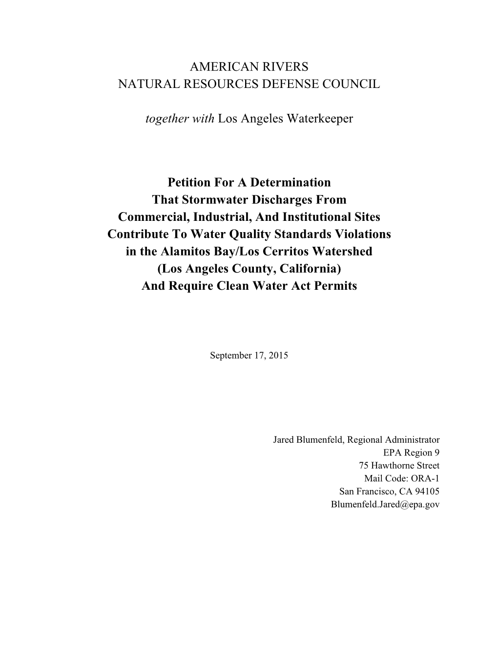 Alamitos Bay/Los Cerritos Channel Petition