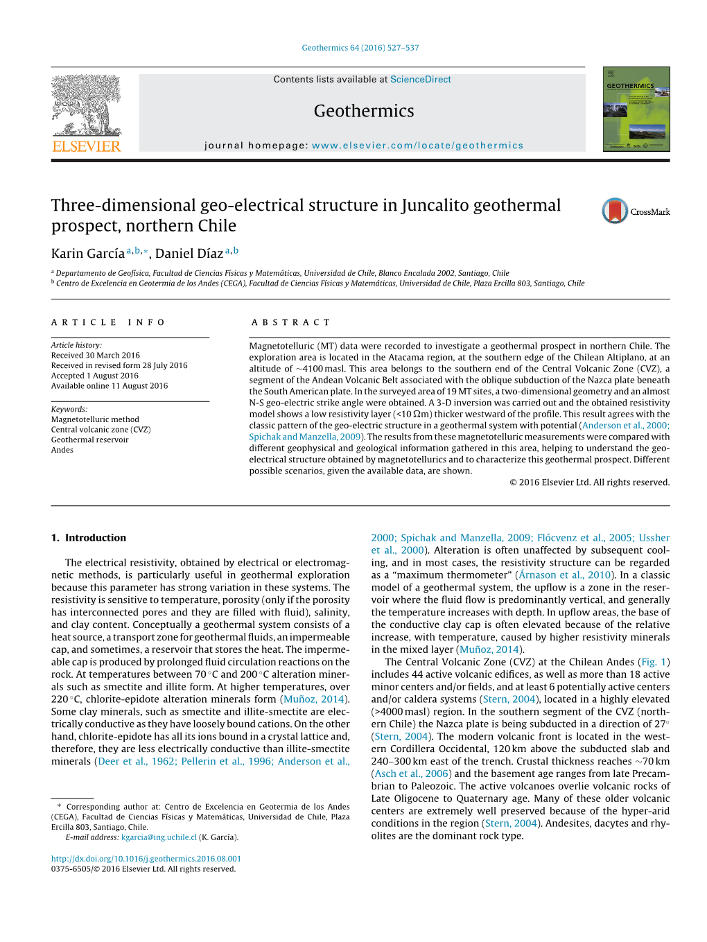 Three-Dimensional Geo-Electrical Structure in Juncalito Geothermal Prospect, Northern Chile