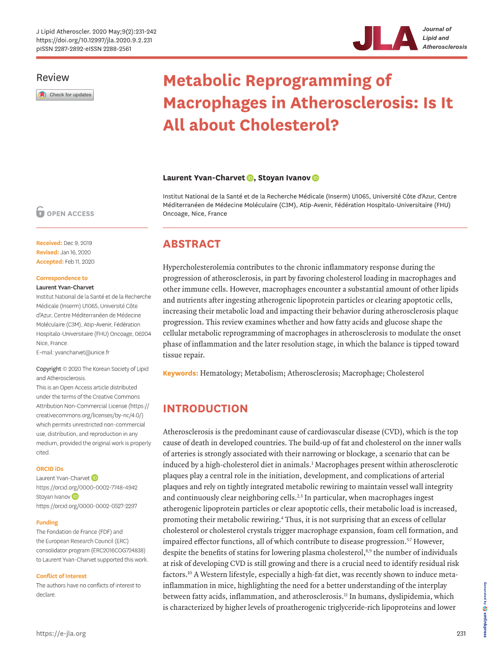 Metabolic Reprogramming of Macrophages in Atherosclerosis: Is It All About Cholesterol?