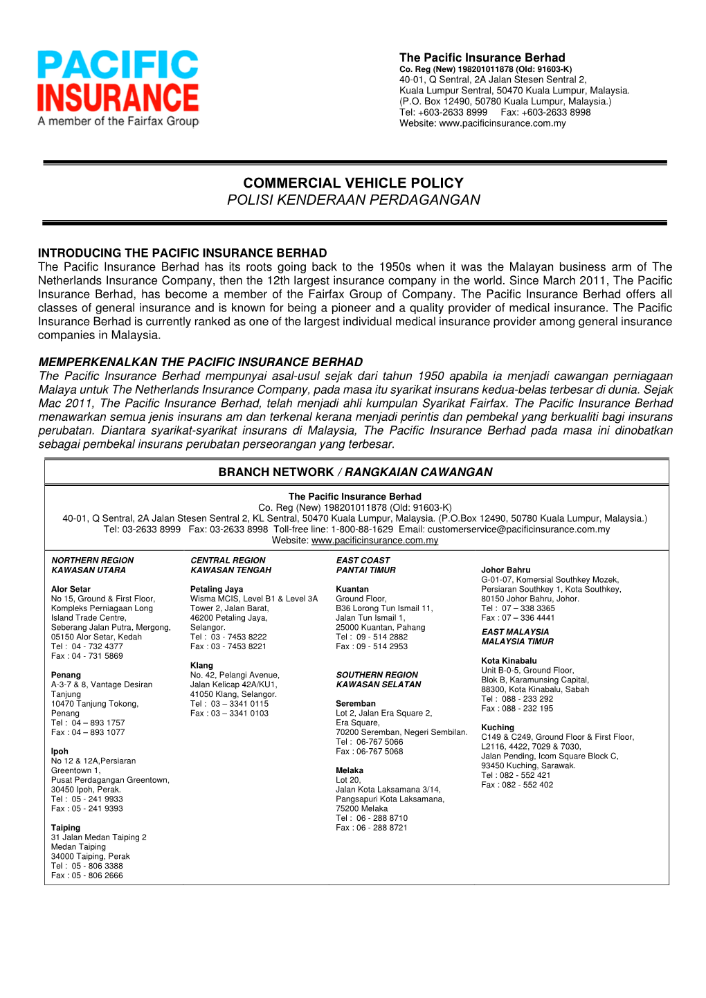 Commercial Vehicle Policy Polisi Kenderaan Perdagangan