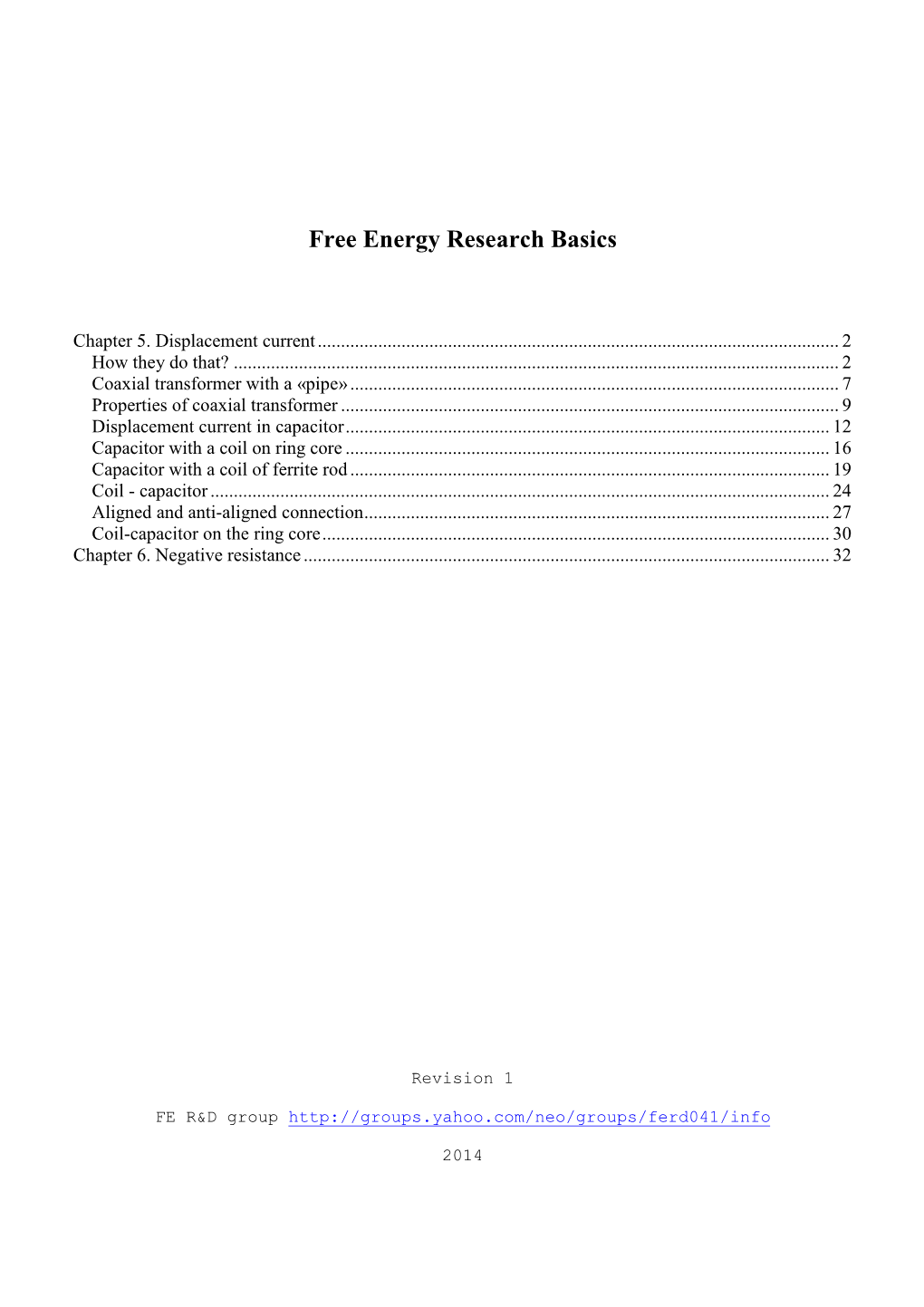 Free Energy Research Basics