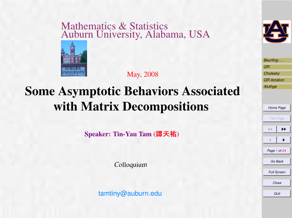 Some Asymptotic Behaviors Associated with Matrix Decompositions