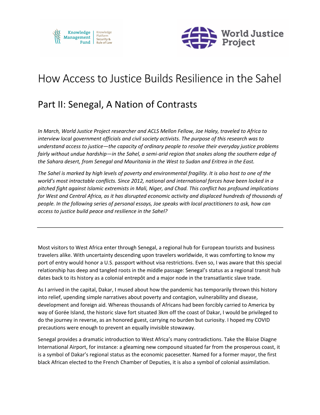 How Access to Justice Builds Resilience in the Sahel