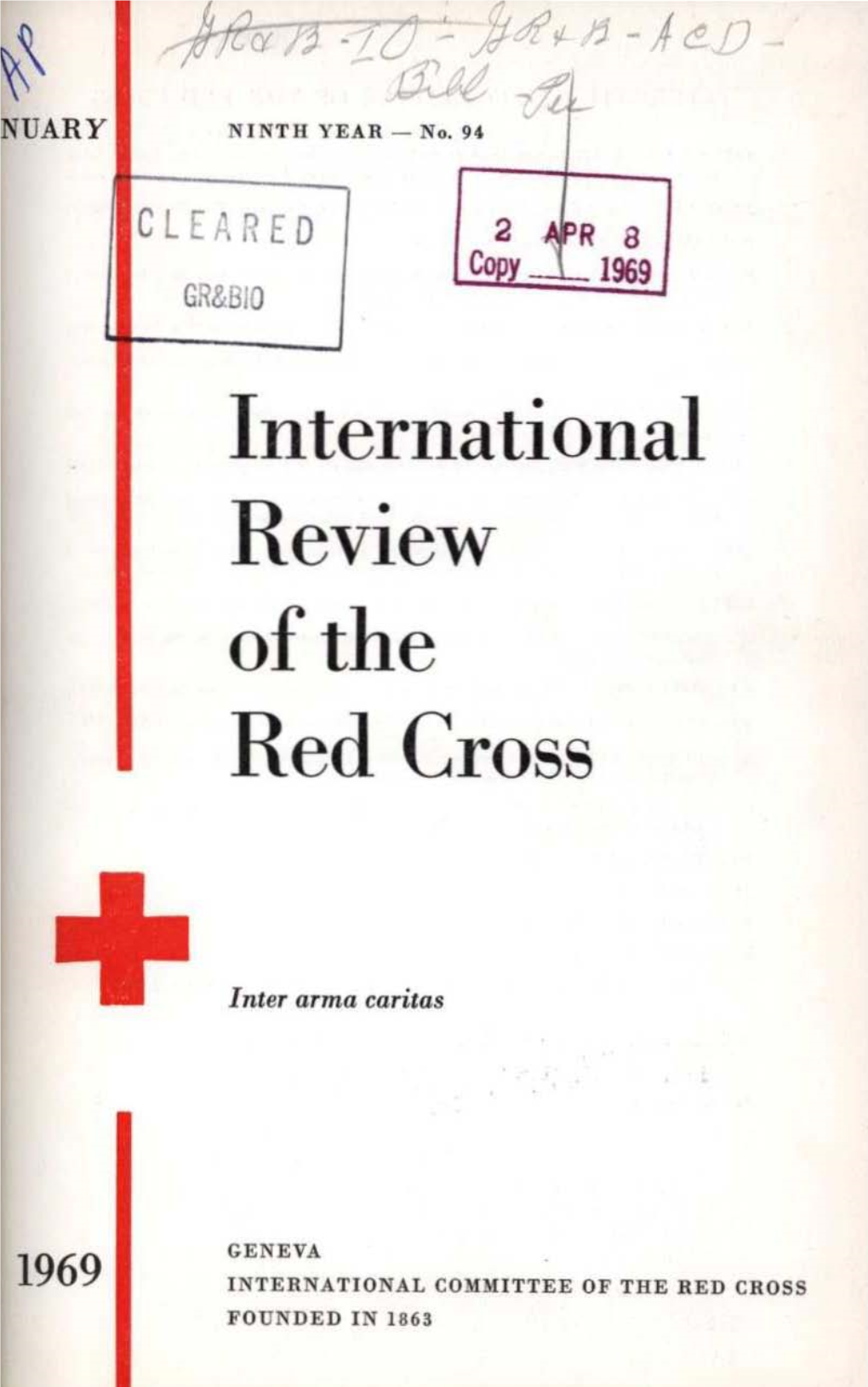 International Review of the Red Cross, January 1969, Ninth Year