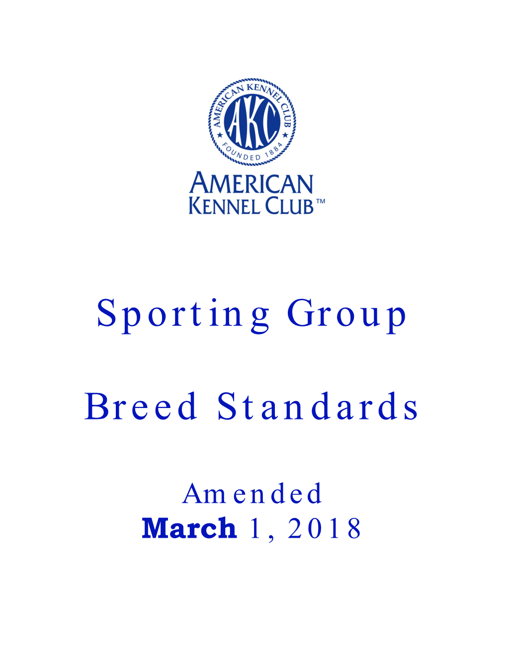 Sporting Group Breed Standards