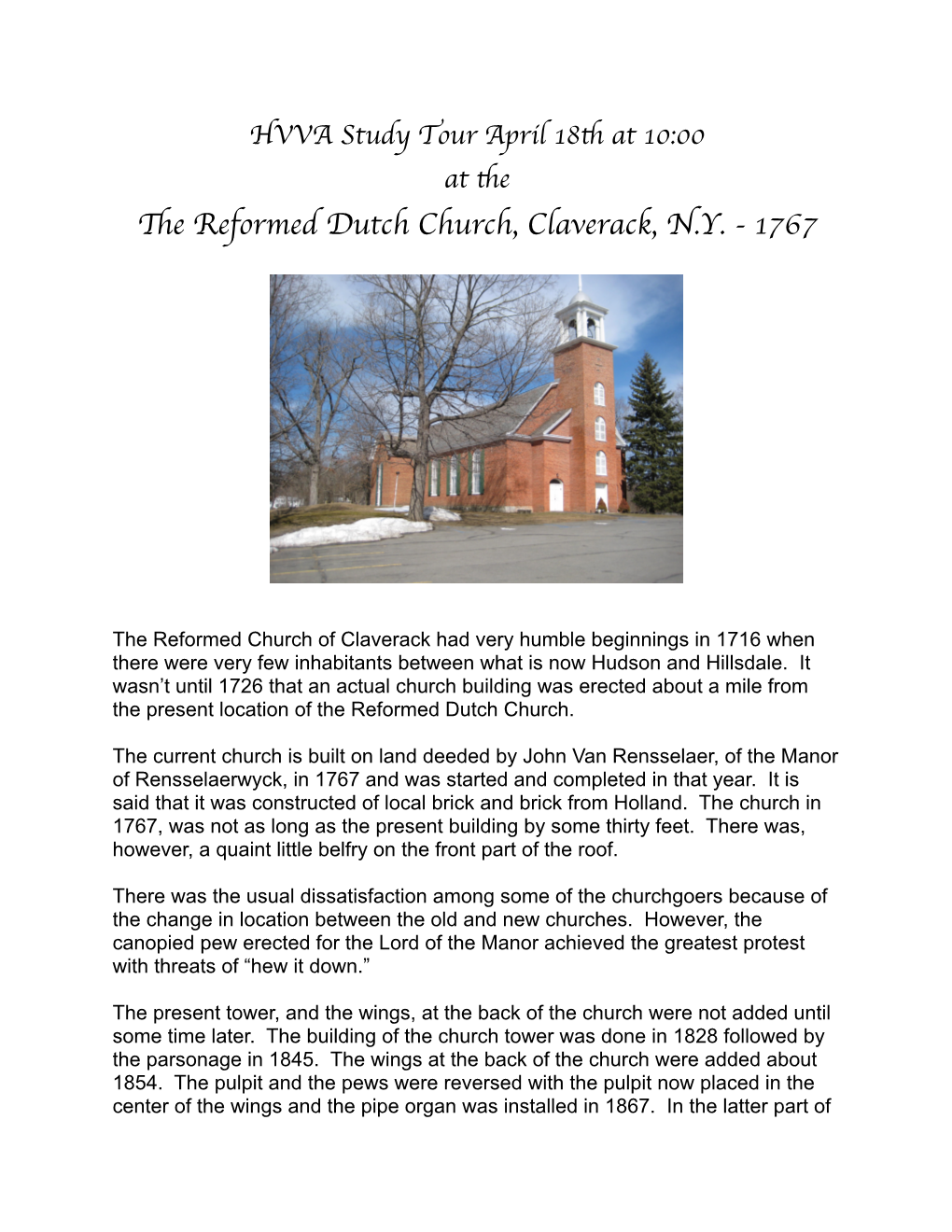 The Reformed Dutch Church, Claverack, N.Y