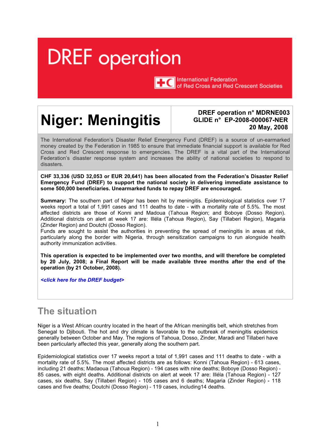 Meningitis 20 May, 2008