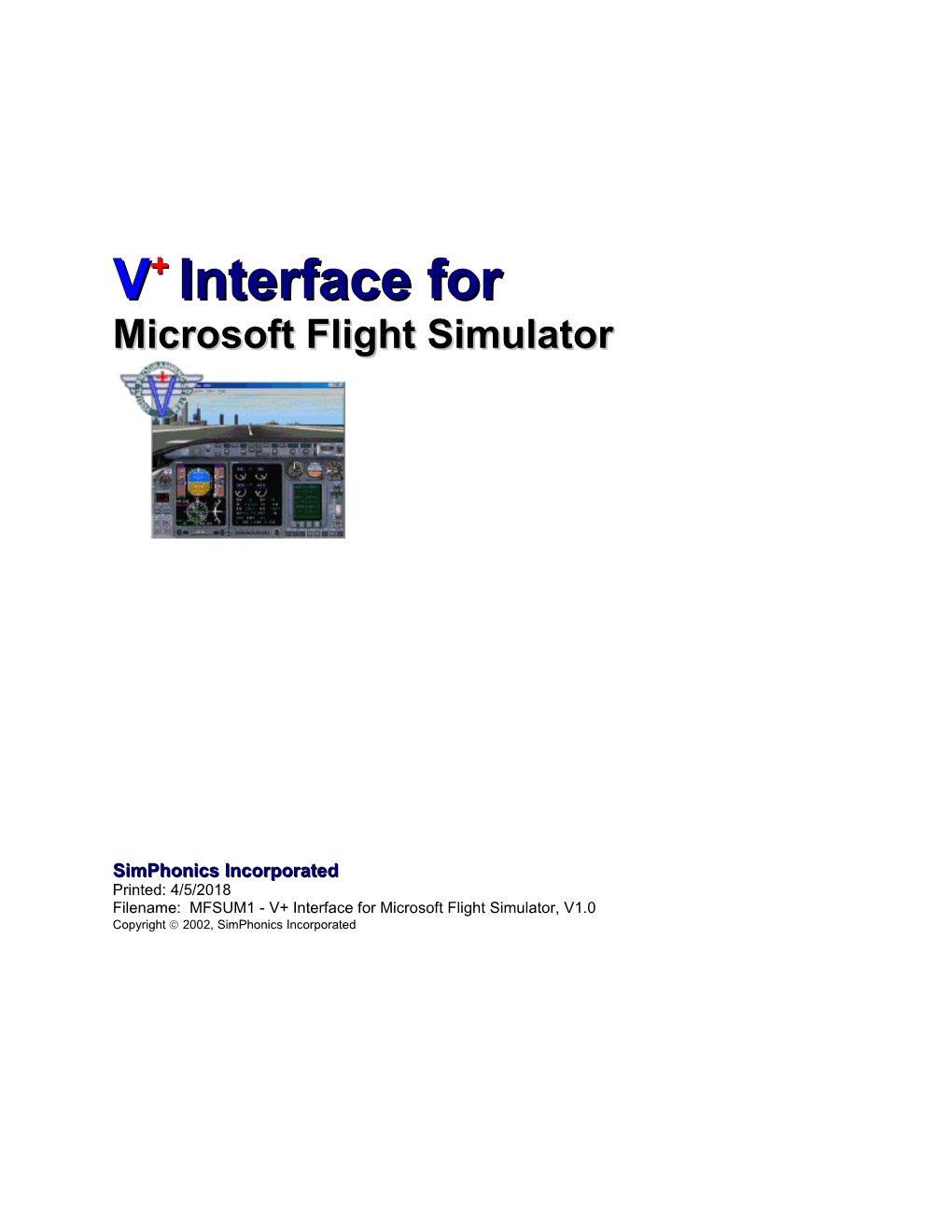 V+ Interface for Microsoft Flight Simulator, V1.0