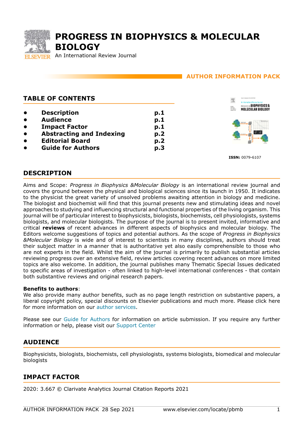 Progress in Biophysics & Molecular Biology