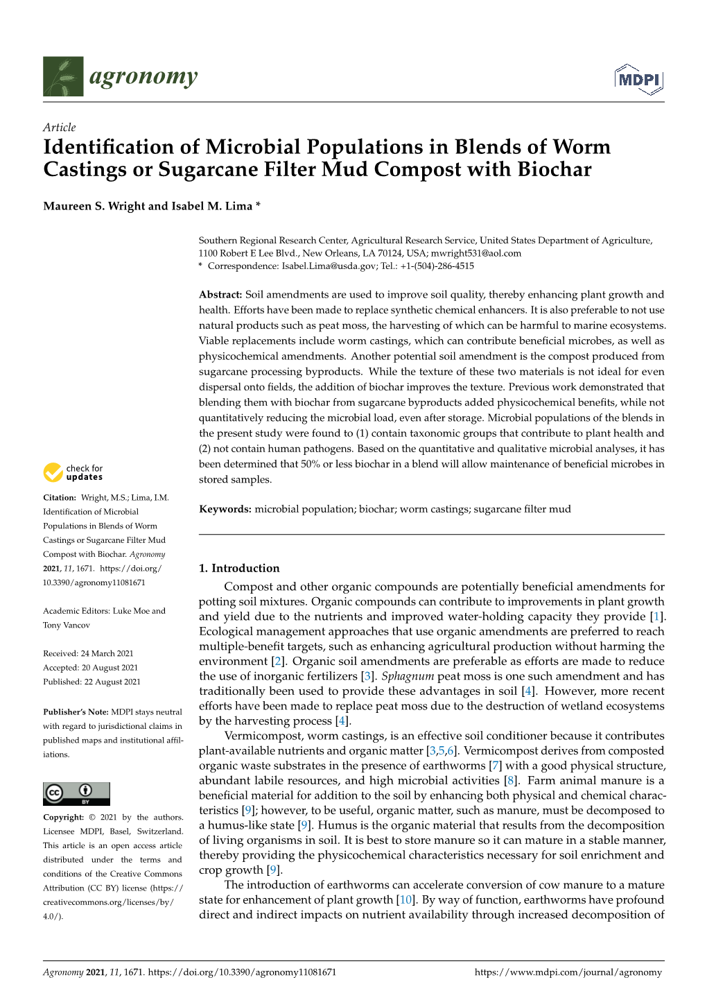 Identification of Microbial Populations in Blends of Worm Castings