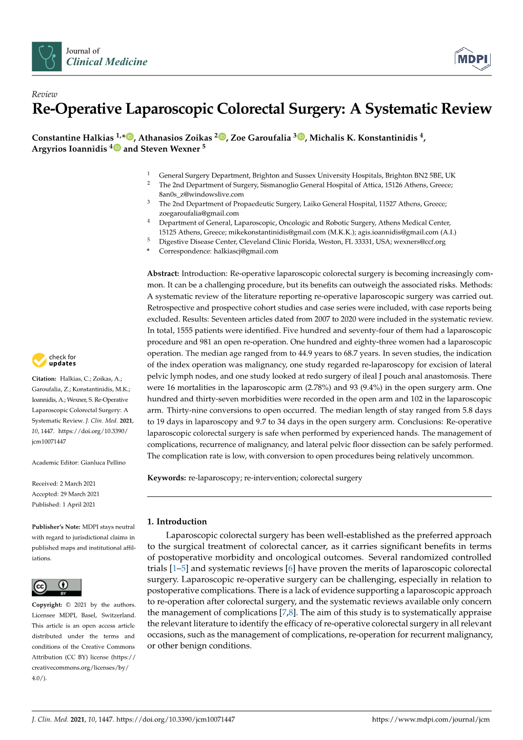 Re-Operative Laparoscopic Colorectal Surgery: a Systematic Review