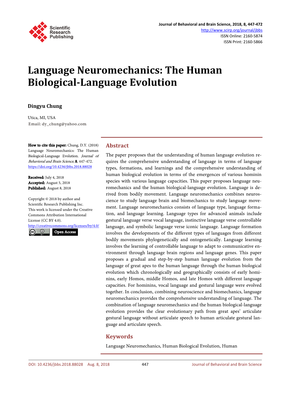 The Human Biological-Language Evolution