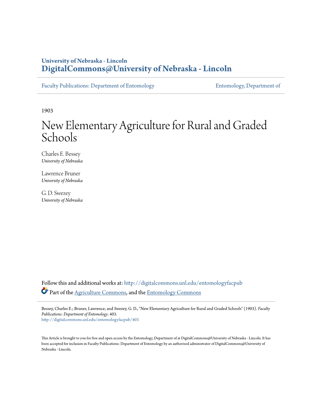 New Elementary Agriculture for Rural and Graded Schools Charles E