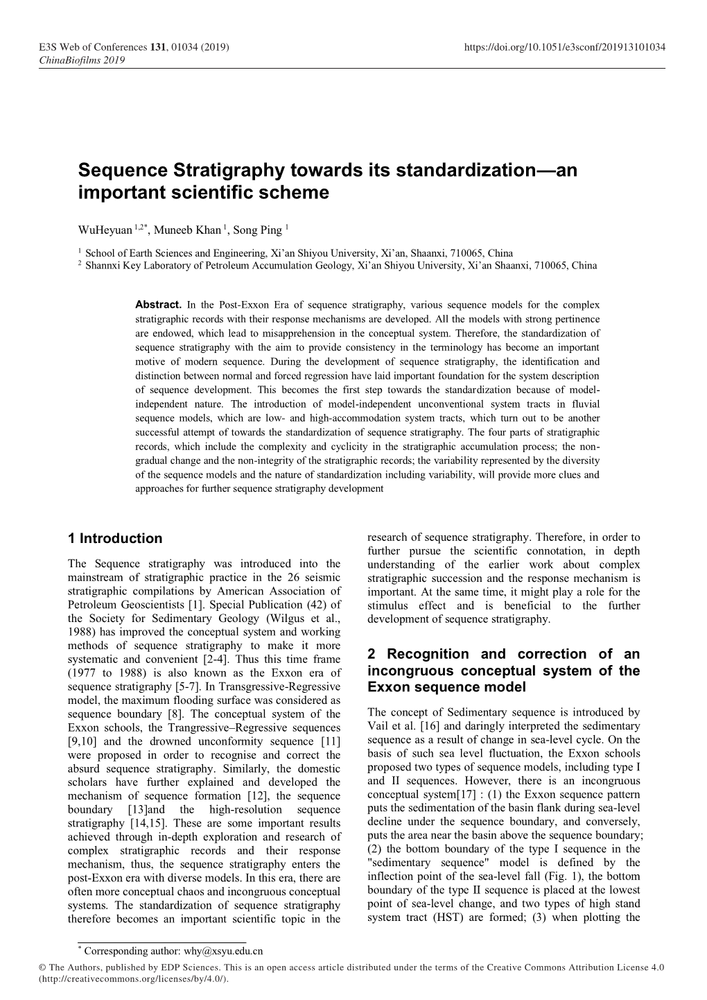 Sequence Stratigraphy Towards Its Standardization—An Important Scientific Scheme