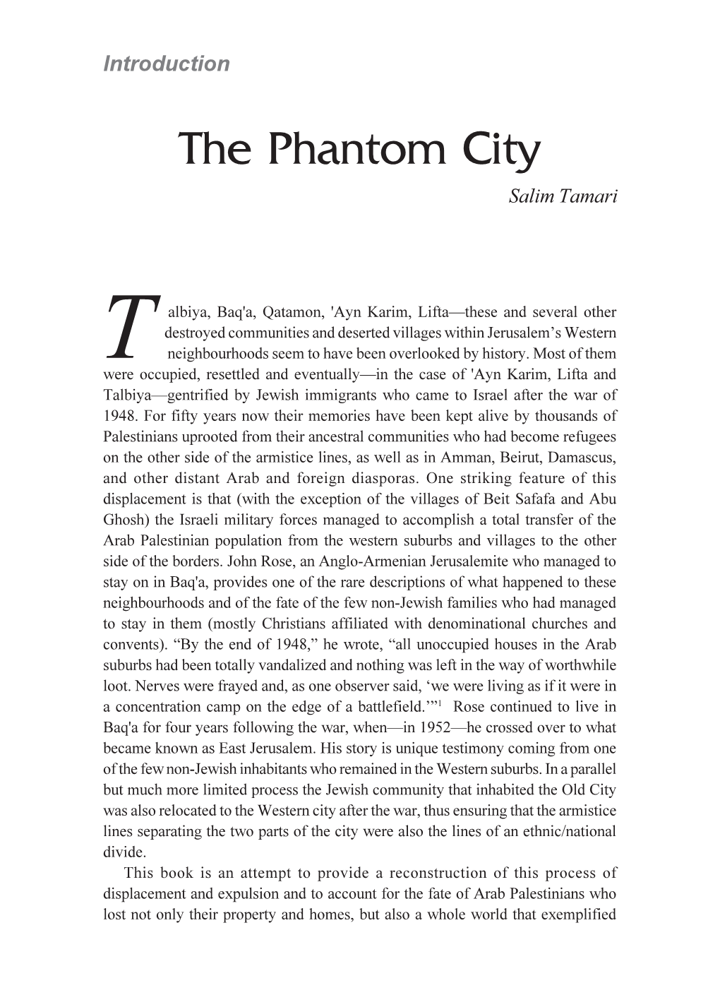 The Phantom City Salim Tamari