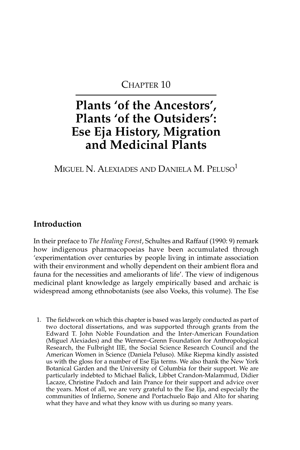 'Of the Outsiders': Ese Eja History, Migration and Medicinal Plants