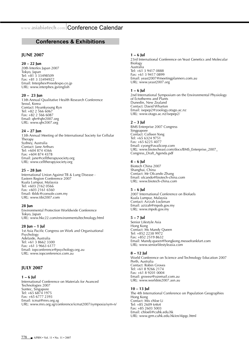 Conference Calendar