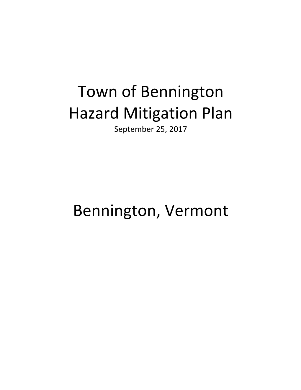 Town of Bennington Hazard Mitigation Plan Bennington, Vermont
