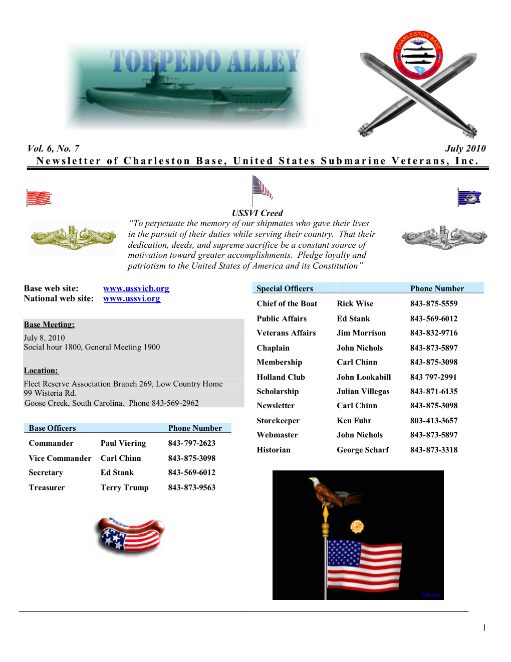 Newsletter of Charleston Base, United States Submarine Veterans, Inc