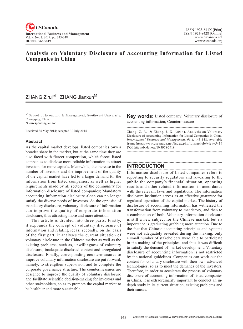 Analysis on Voluntary Disclosure of Accounting Information for Listed Companies in China