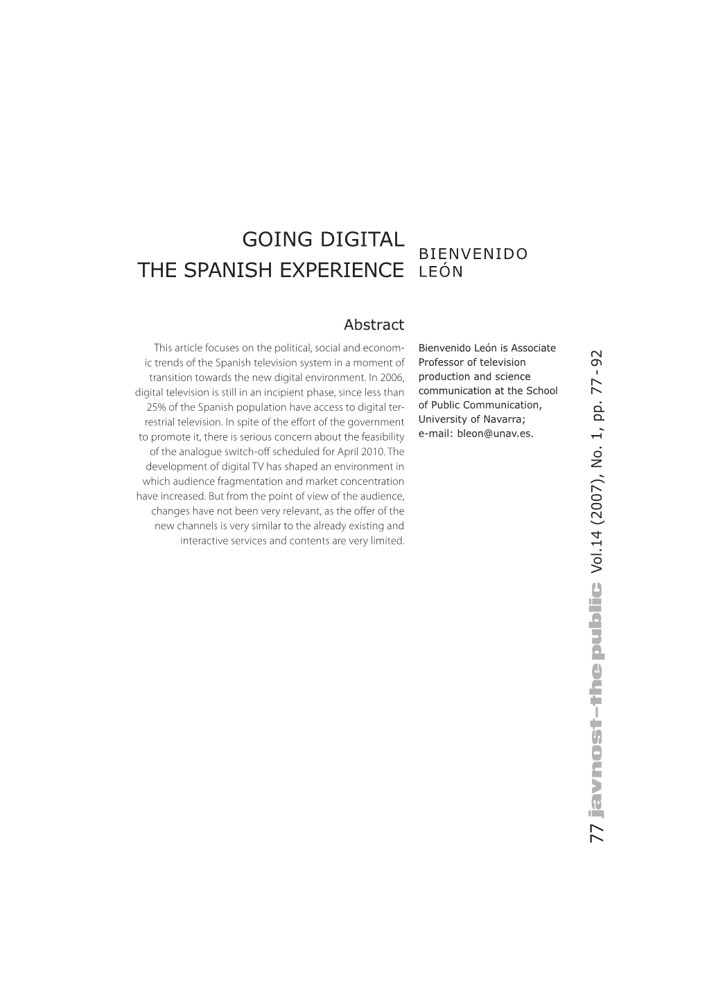 Going Digital: the Spanish Experience