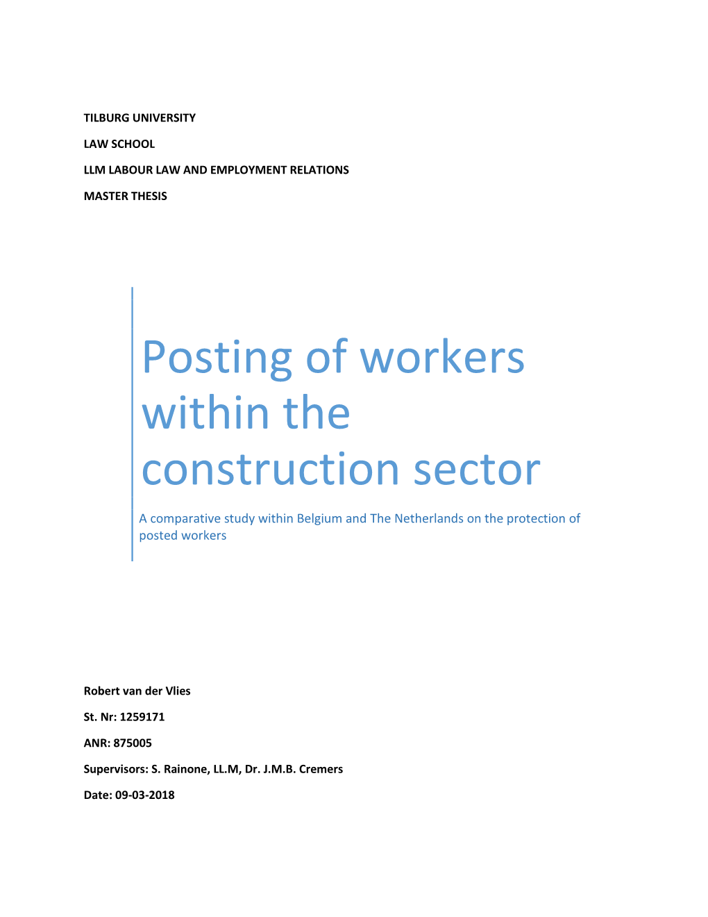 Posting of Workers Within the Construction Sector