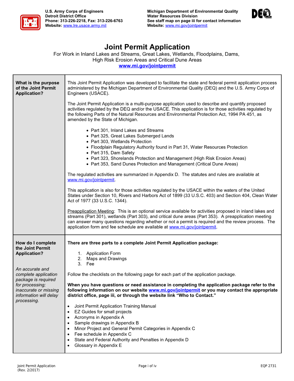 Joint Permit Application